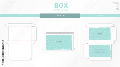 Box packaging and mockup die cut template