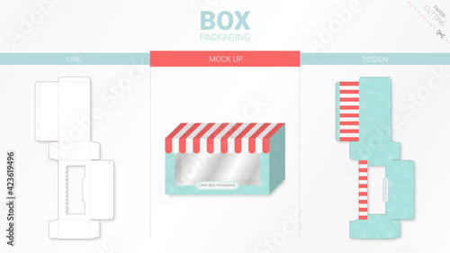 Box packaging and mockup die cut template