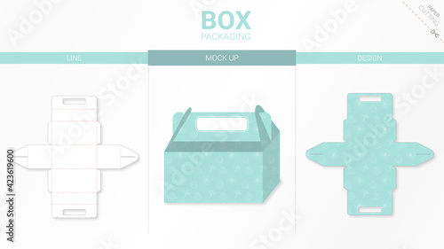Box packaging and mockup die cut template