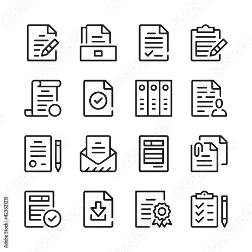 Document line icons set. Modern graphic design concepts, simple outline elements collection. Vector line icons