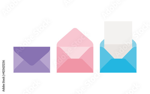 Mail and letter and envelope illustrations set.