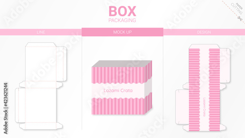 Box packaging and mockup die cut template