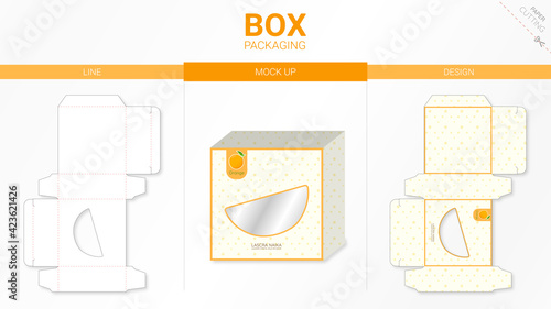 Box packaging and mockup die cut template