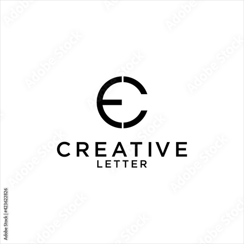creative letter EC CE logo design vector with modern and abstract symbol for business