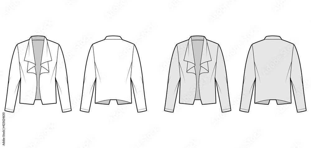 Roomy jacket technical fashion illustration with oversized, long ...