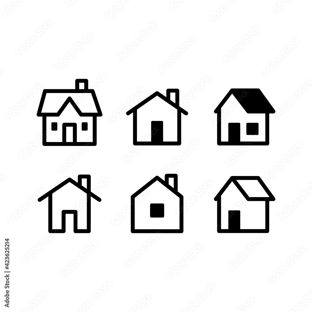 House vector icon set. Home simple linear symbols.