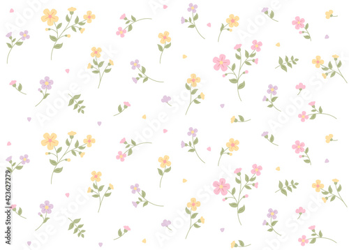 Small romantic floral pattern. Simple pattern design template.