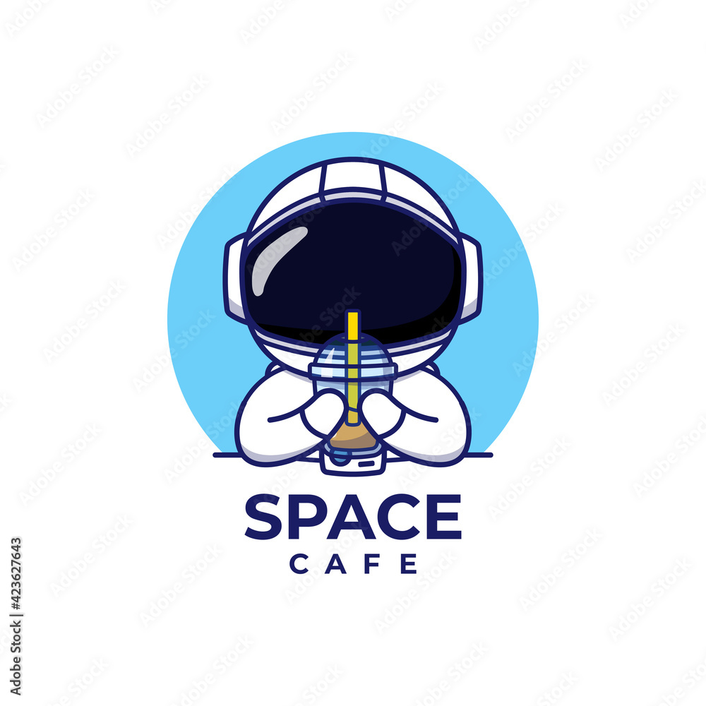 Obraz premium Cute astronaut logo concept isolated 