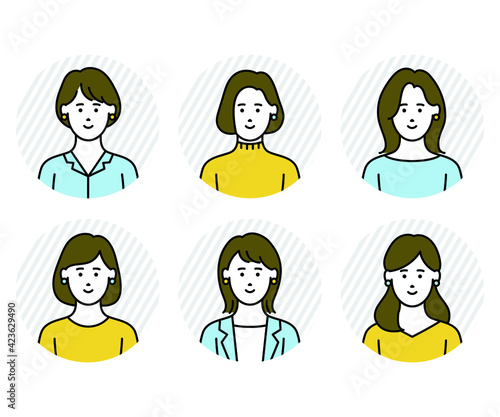 女性のアバターアイコンセット