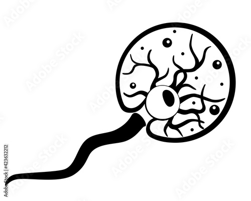 Noctiluca scintillans, sea sparkle animal - vector silhouette picture for logo or pictogram. The species of free-living marine colorless dinoflagellates from the order Noctilucales is a unicellular.