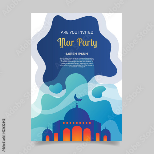 Flat iftar invitation template. - Vector.