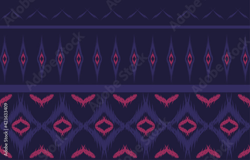 ikat seamless pattern Geometric ethnic oriental  traditional embroidery style.Design for background carpet mat wallpaper clothing wrapping Batik fabric Vector illustration.