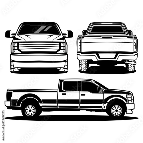 pick up truck logo design vector mini set art