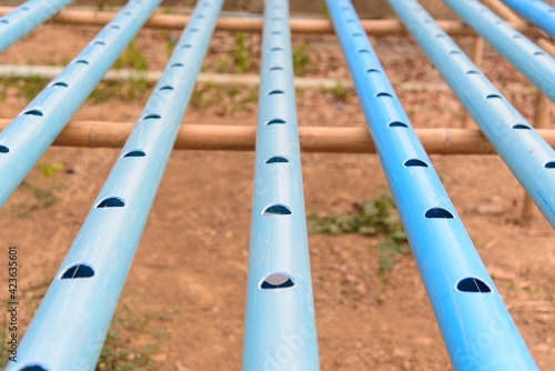 Perforated pvc pipe by HOLE SAW for use in D.I.Y hydroponics sytem of vegetable garden 