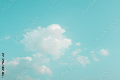 Beautiful blue sky and clouds with daylight natural background. Vintage color tone style.