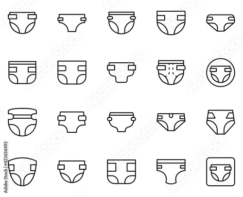 Diaper line icon set. Collection of high quality black outline logo for mobile concepts and web apps. Diaper set in trendy flat style. Vector illustration on a white background