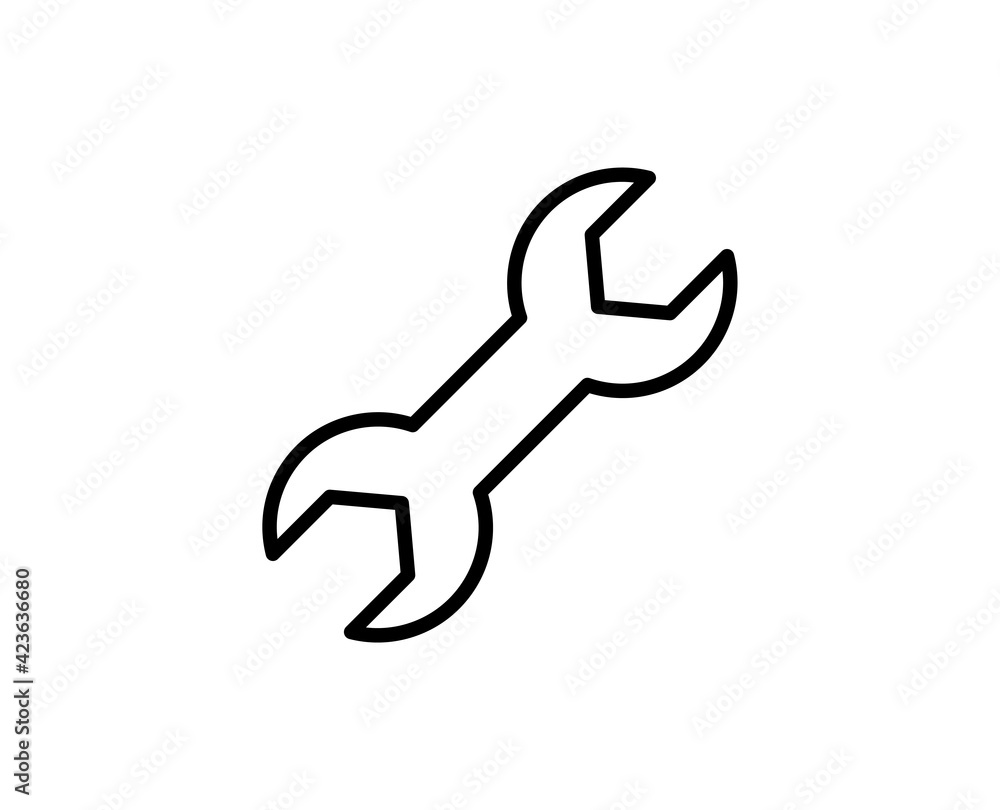Wrench line icon. High quality outline symbol for web design or mobile app. Thin line sign for design logo. Black outline pictogram on white background Wrench line icon. High quality outline symbol for web design or mobile app. Thin line sign for design logo. Black outline pictogram on white background