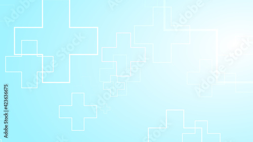 Medical white blue cross pattern background.