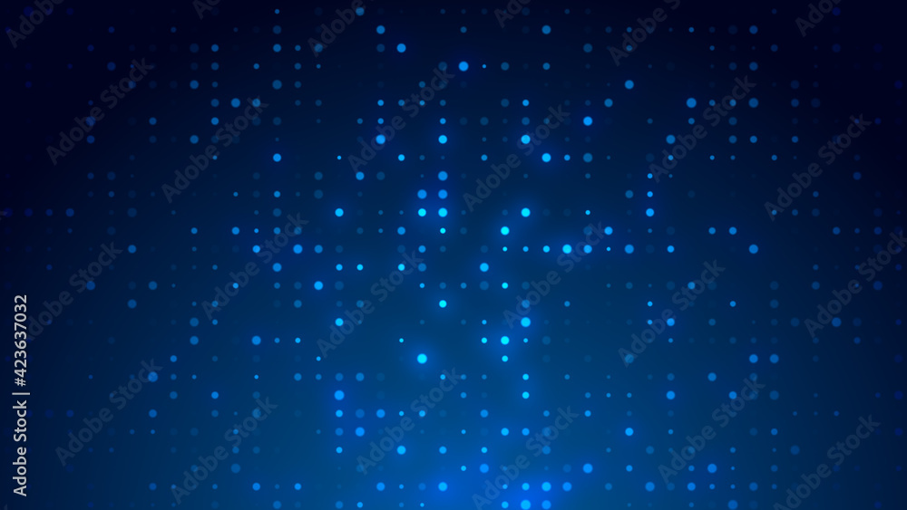 Dot  white blue pattern screen led light gradient texture background. Abstract  technology big data digital background. 3d rendering.