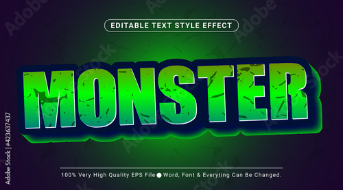 3d monster poster headline with green layered Style Text Effect, Editable Text Effect