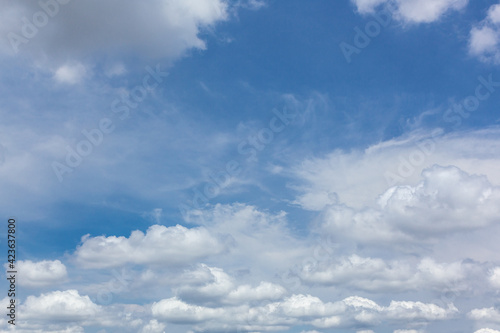 Bright blue sky with beautiful clouds. 