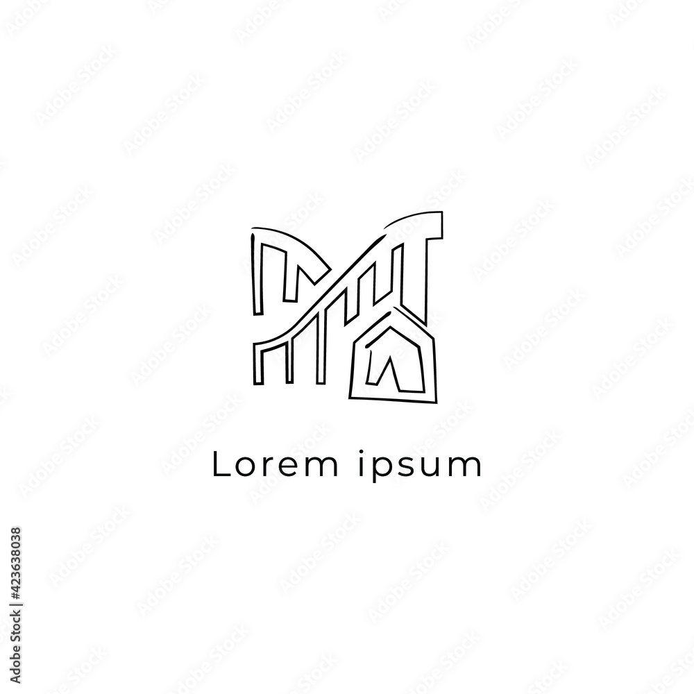 Amusement park logo icon design concept with pen sketch style