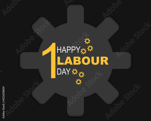 Happy Labour Day Gear Paper Vector