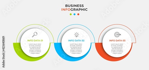 Vector Infographic design business template with icons and 3 options or steps. Can be used for process diagram, presentations, workflow layout, banner, flow chart, info graph