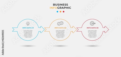 Vector Infographic design business template with icons and 3 options or steps. Can be used for process diagram, presentations, workflow layout, banner, flow chart, info graph