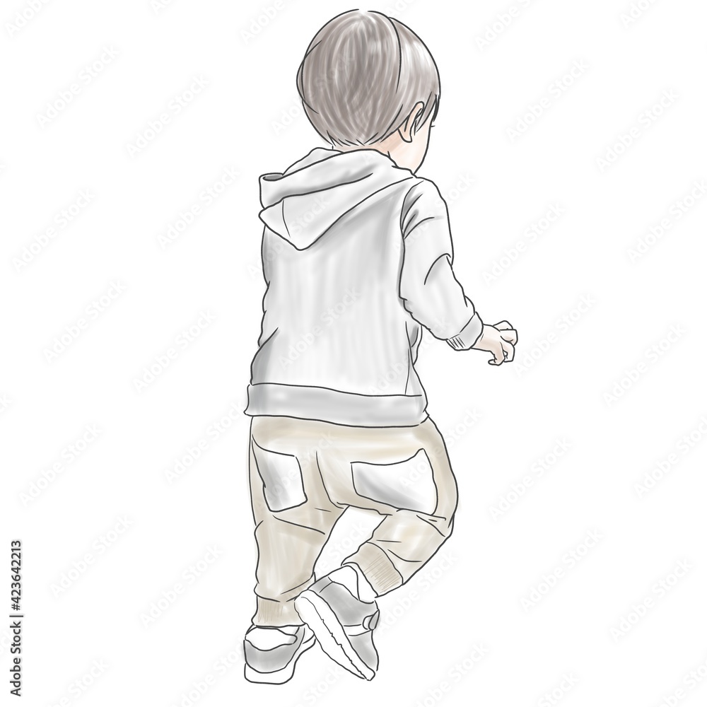 走る子供の後ろ姿のイラスト Ilustracion De Stock Adobe Stock