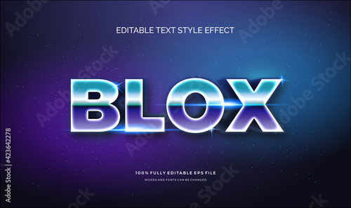Editable text effect shiny chrome and blue. Text style effect. Editable fonts vector files