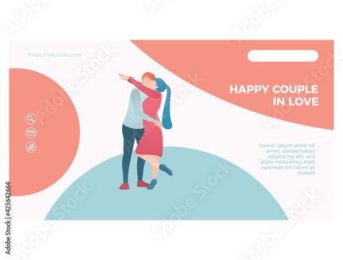 Happy loving couple web page template design