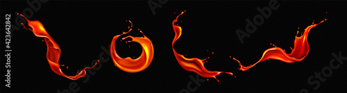 Vector realistic splashes of tomato juice or lava