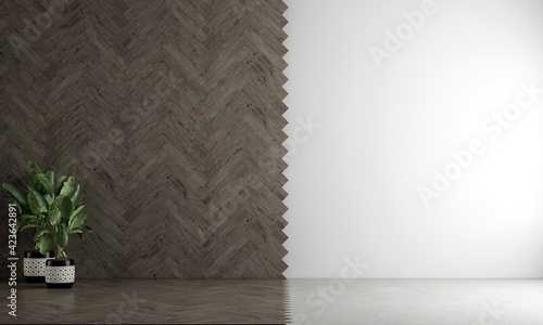 Fototapeta Naklejka Na Ścianę i Meble -  Modern cozy mock up decoration interior design of empty living room and wooden and empty wall texture background,3D rendering