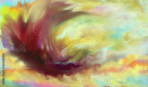 Fototapeta Naklejka Na Ścianę i Meble -  Abstract cloud on sky colorful, Painting on canvas texture background.