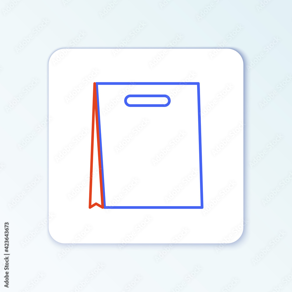 Line Paper shopping bag icon isolated on white background. Package sign. Colorful outline concept. Vector Line Paper shopping bag icon isolated on white background. Package sign. Colorful outline concept. Vector