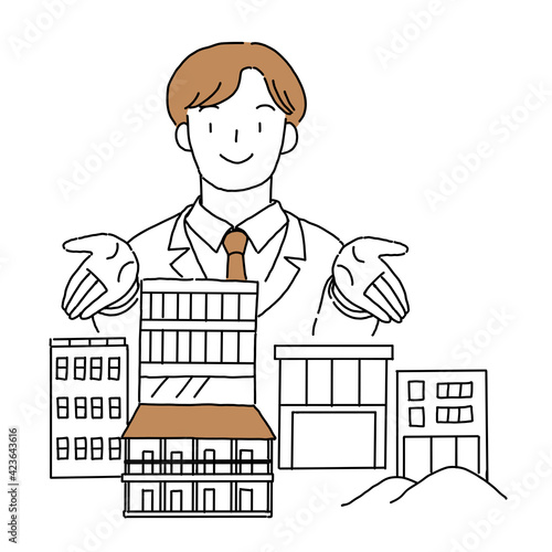 不動産　人物　男性　オーナー　イラスト