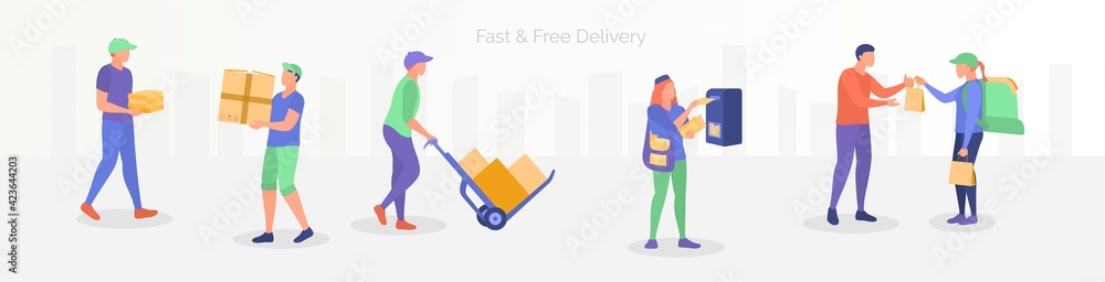 Fast and free delivery service concept vector illustration