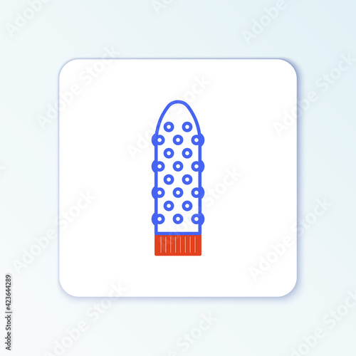 Line Dildo vibrator for sex games icon isolated on white background. Sex toy for adult. Vaginal exercise machines for intimate. Colorful outline concept. Vector