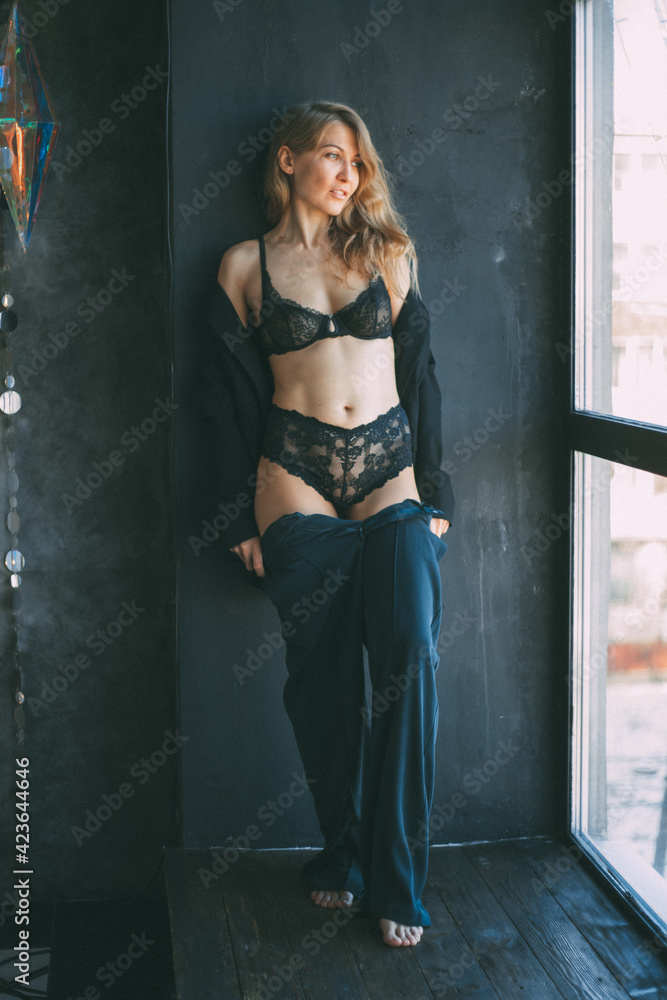Beautiful girl in the studio. Boudoir photo session