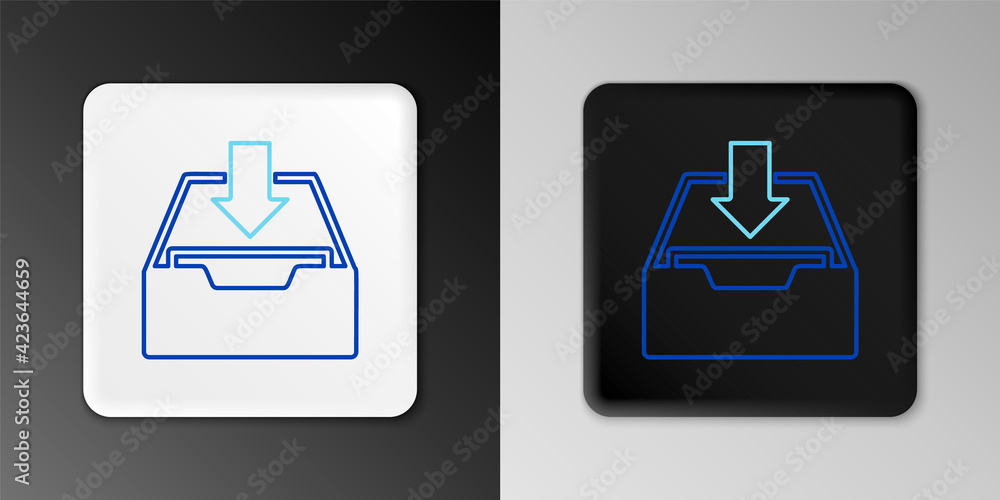 Line Download inbox icon isolated on grey background. Add to archive. Colorful outline concept. Vector Line Download inbox icon isolated on grey background. Add to archive. Colorful outline concept. Vector
