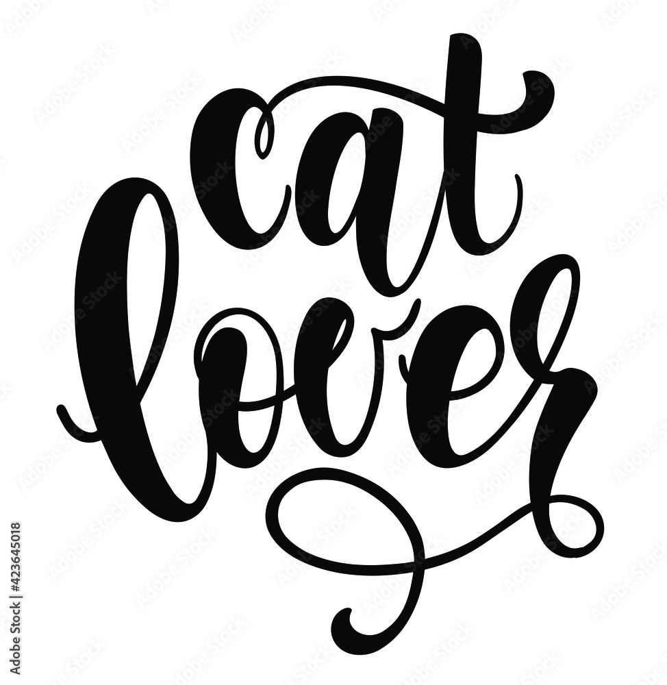Cat lover handwritten sign. Modern brush lettering. Cute slogan about cat. Phrase for wall decor, poster design, postcard, t-shirt print or mug print. Meow power. Vector isolated illustration