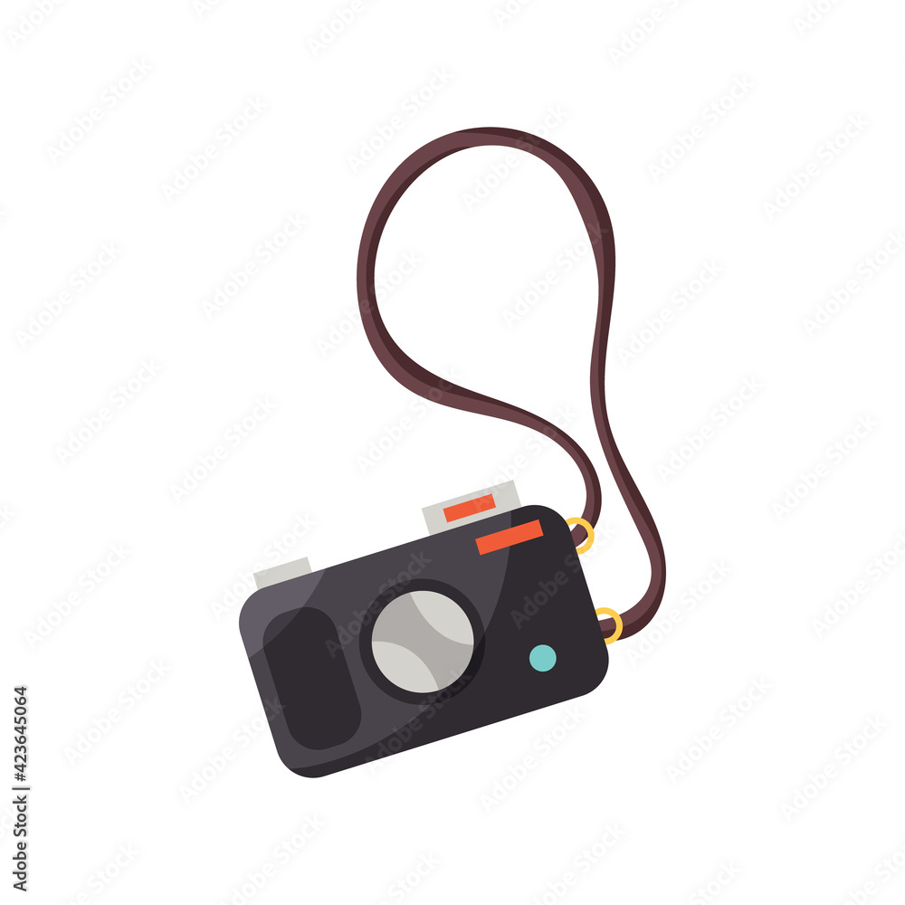 Vector camera on a belt for photo travel Vector camera on a belt for photo travel