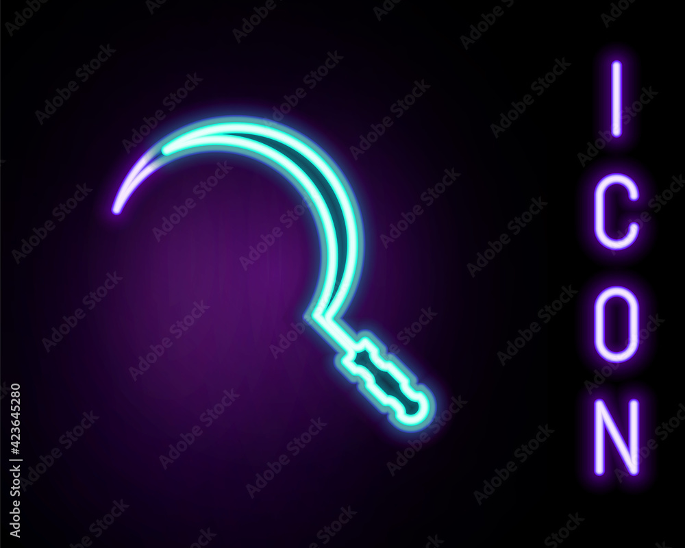 Naklejka premium Glowing neon line Bucket icon isolated on black background. Colorful outline concept. Vector