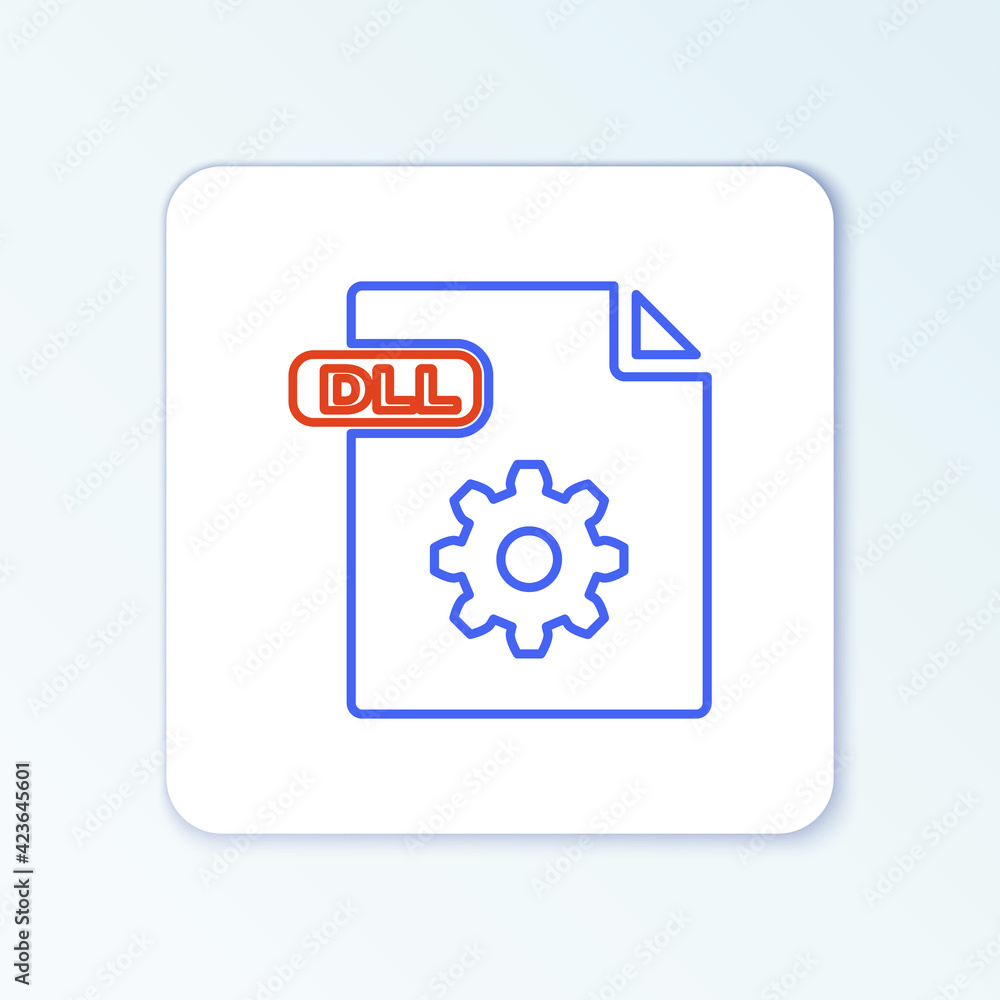 Line DLL file document. Download dll button icon isolated on white background. DLL file symbol. Colorful outline concept. Vector Line DLL file document. Download dll button icon isolated on white background. DLL file symbol. Colorful outline concept. Vector