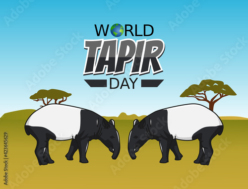 vector graphic of world tapir day good for world tapir day celebration. flat design. flyer design.flat illustration.