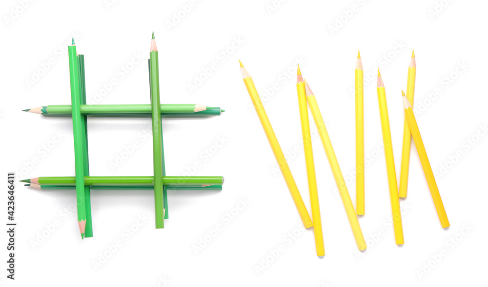 Composition with colorful pencils on white background Composition with colorful pencils on white background