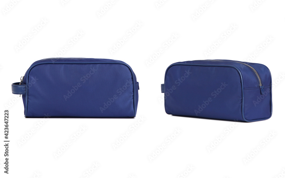 Naklejka premium Blue bag. Front and side views