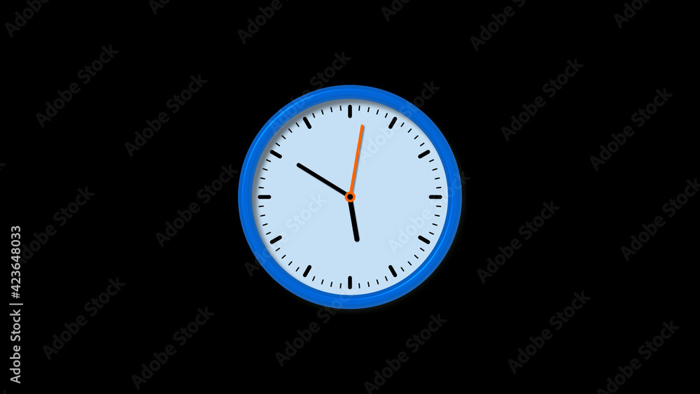 New blue clock isolated on black background, Circle clock isolated New blue clock isolated on black background, Circle clock isolated
