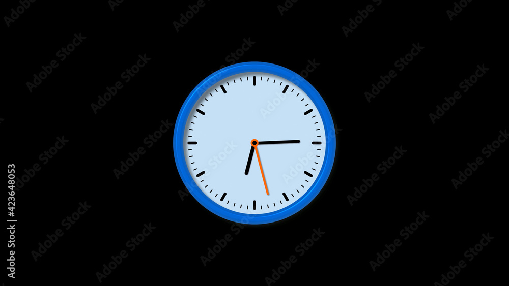 New blue clock isolated on black background, Circle clock isolated New blue clock isolated on black background, Circle clock isolated